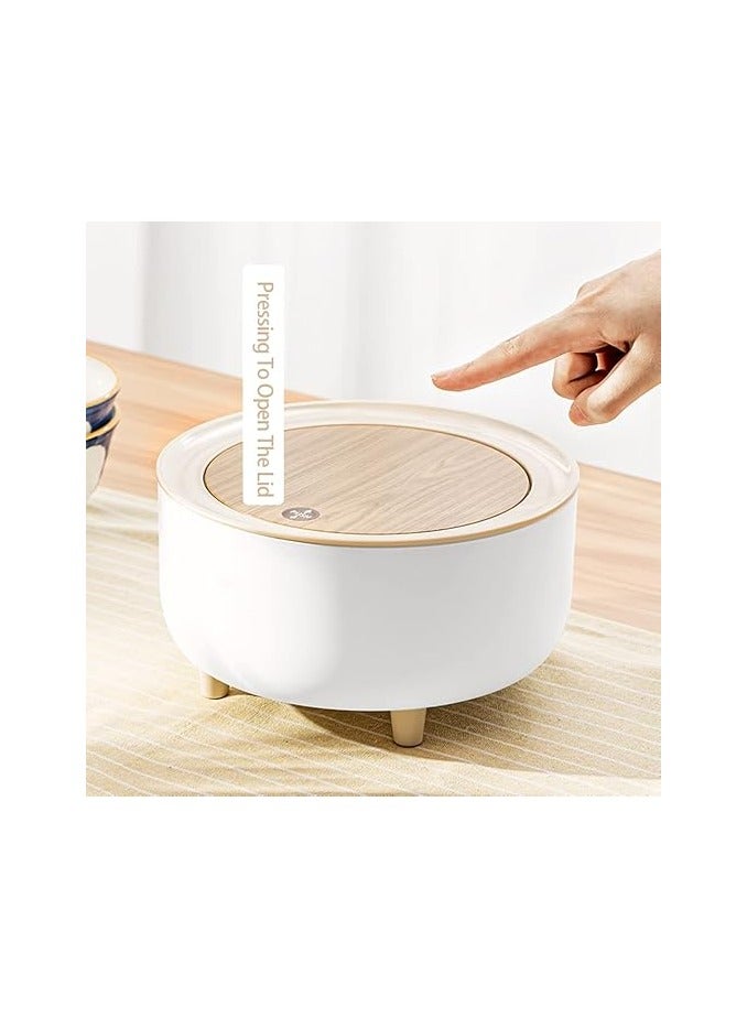 Mini Trash Can with Lid, Round Cute Wastebasket, Small Desktop Garbage Can Tiny Countertop Trash Bin for Table Bedroom Office  - Image 4