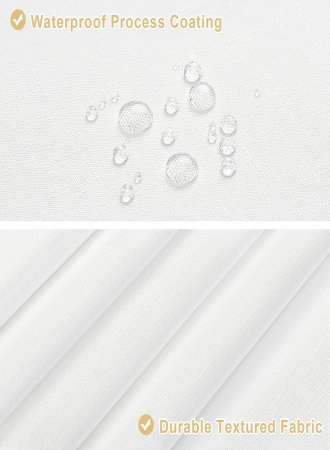 MitoVilla 3 in 1 Shower Curtain Set, White Modern Slub Textured Fabric Shower Curtain and Clear PEVA Liner Set with 12 Double Sided Steel Hooks, Waterproof Fabric Hotel Bathroom Curtain - 72x72 - Image 4
