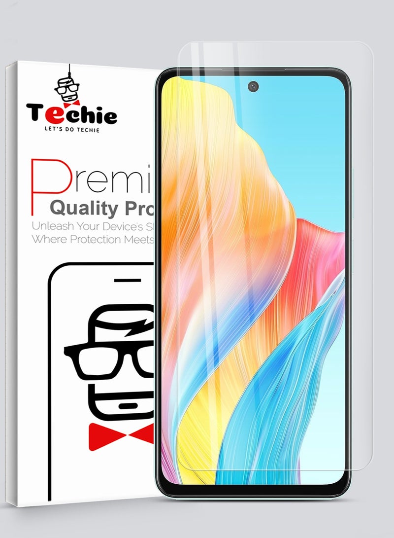 Techie HD Tempered Glass Screen Protector for Oppo A58 - Anti Reflection Anti Bubbles 9H Hardness 0.33 mm Rounded Edges Easy Installation - Image 1