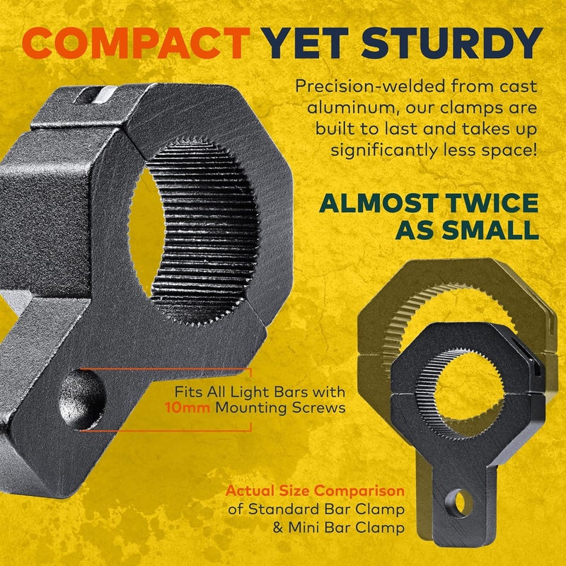 LAMPHUS Off-Road ATV UTV Light Bar Mounts Mounting Bracket Mini Bar Clamp Kits [0.75"/1"/1.25" Inch] [Vertical Bar] [Aluminium] [2 Unit] Bull Bar UTV Roll Bar Clamp Tube Roll Cage Clamps Mount for ATV UTV Global standard processed material - Image 3