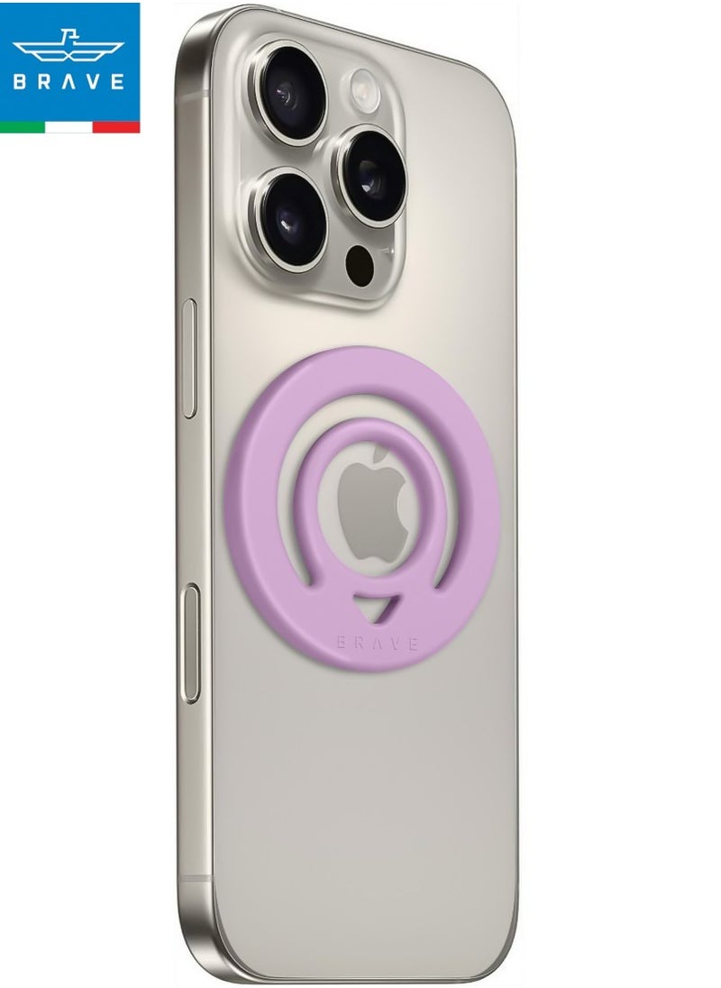 Brave - Double-Sided Magnetic Ring Holder - Durable MagSafe Silicone Phone Grip, Compatible with Wireless Charging - Magnetic Cell Phone Ring for iPhone 16/15/14/13/12 (Pro/Max/Plus), Samsung Galaxy S25/S24/S23/S22 and Other Series, and Other Phones with Metal Plate Attachment - Secure Grip and Hands-Free Stand (Pink) - Image 1