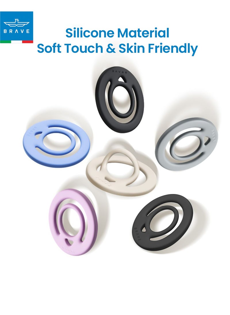 Brave - Double-Sided Magnetic Ring Holder - Durable MagSafe Silicone Phone Grip, Compatible with Wireless Charging - Magnetic Cell Phone Ring for iPhone 16/15/14/13/12 (Pro/Max/Plus), Samsung Galaxy S25/S24/S23/S22 and Other Series, and Other Phones with Metal Plate Attachment - Secure Grip and Hands-Free Stand (Pink) - Image 1