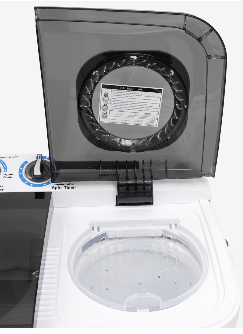 UGINE Ugine, Twin Tub Washing Machine, 8 Kg ,White - UGWTTM8  - Image 3