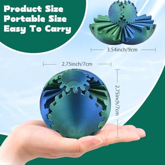 ELETON 3D Printed Gear Ball Gear Sphere Fidget Toy, 4 Pack Stress and Anxiety Relaxing Fidgets Toys, Gearsphere Cube Fidget Toy for Office and Home, Easter Basket Stuffers Party Favors Gift - Image 2