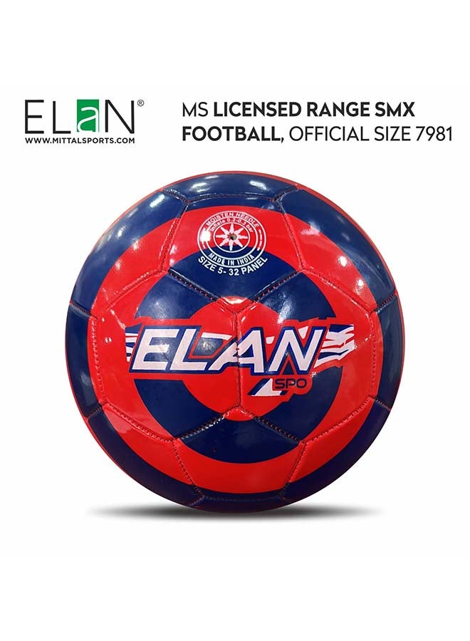 Elan ELAN Licensed Range Smx Soccer Ball, Official Size 5 Football, High-Contrast Red and Blue Design, Weather-Resistant PVC Machine Stitched Construction for Grass & Turf - Premium Balls for Performance, Durability and Everyday Use - Image 1