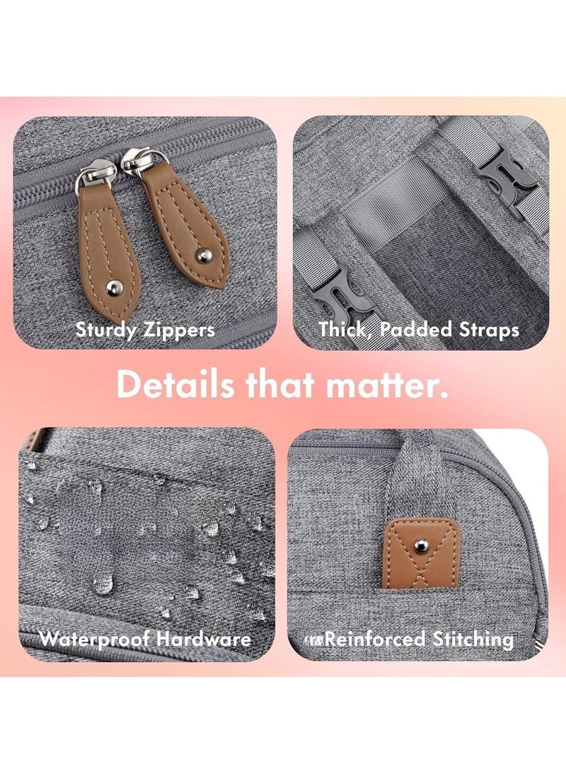 NIBEMINENT BabbleRoo Multifunctional Waterproof Diaper Bag, Essential Travel Baby Tote with Changing Pad, Carrier and Pacifier Cover - Unisex, Dark Grey  - Image 4