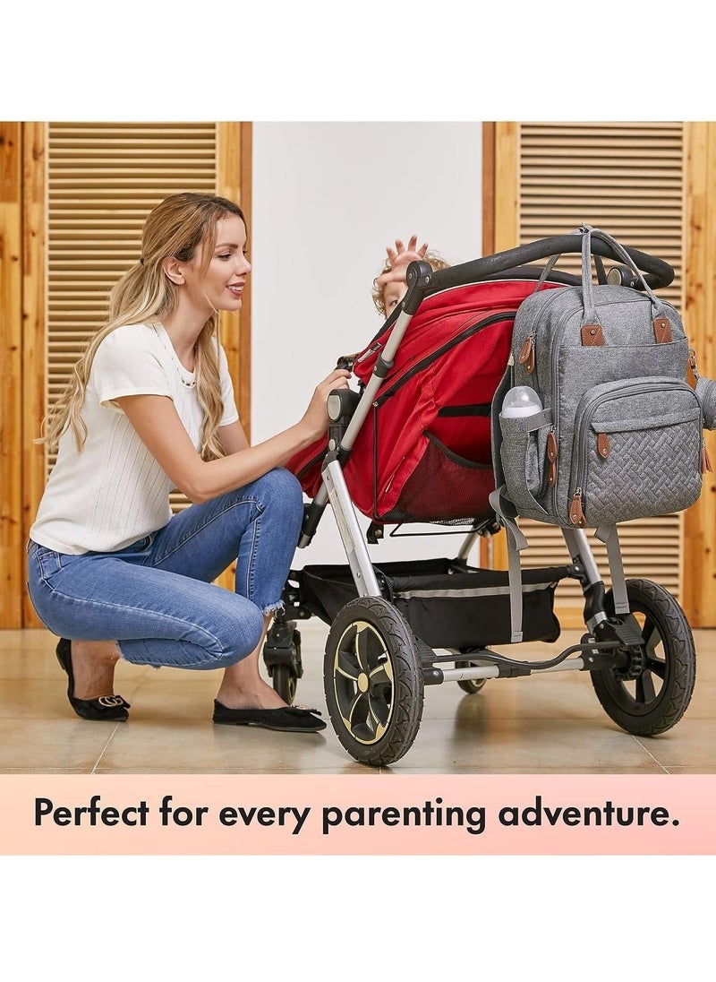 NIBEMINENT BabbleRoo Multifunctional Waterproof Diaper Bag, Essential Travel Baby Tote with Changing Pad, Carrier and Pacifier Cover - Unisex, Dark Grey  - Image 5