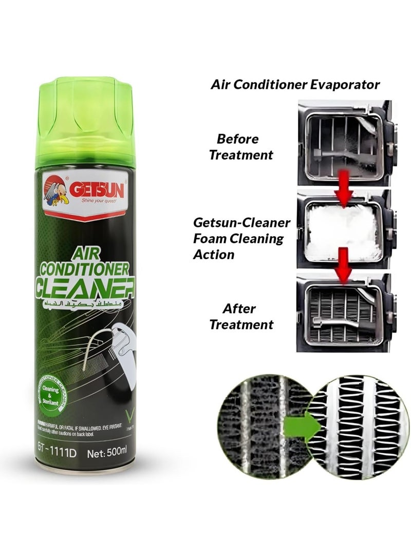 GETSUN Car Air Conditioning System Cleaner Foam Spray Removes Bacteria, Odors, and Accumulated Dirt, Suitable For All Cars Types, 500ml Bottle - Image 2