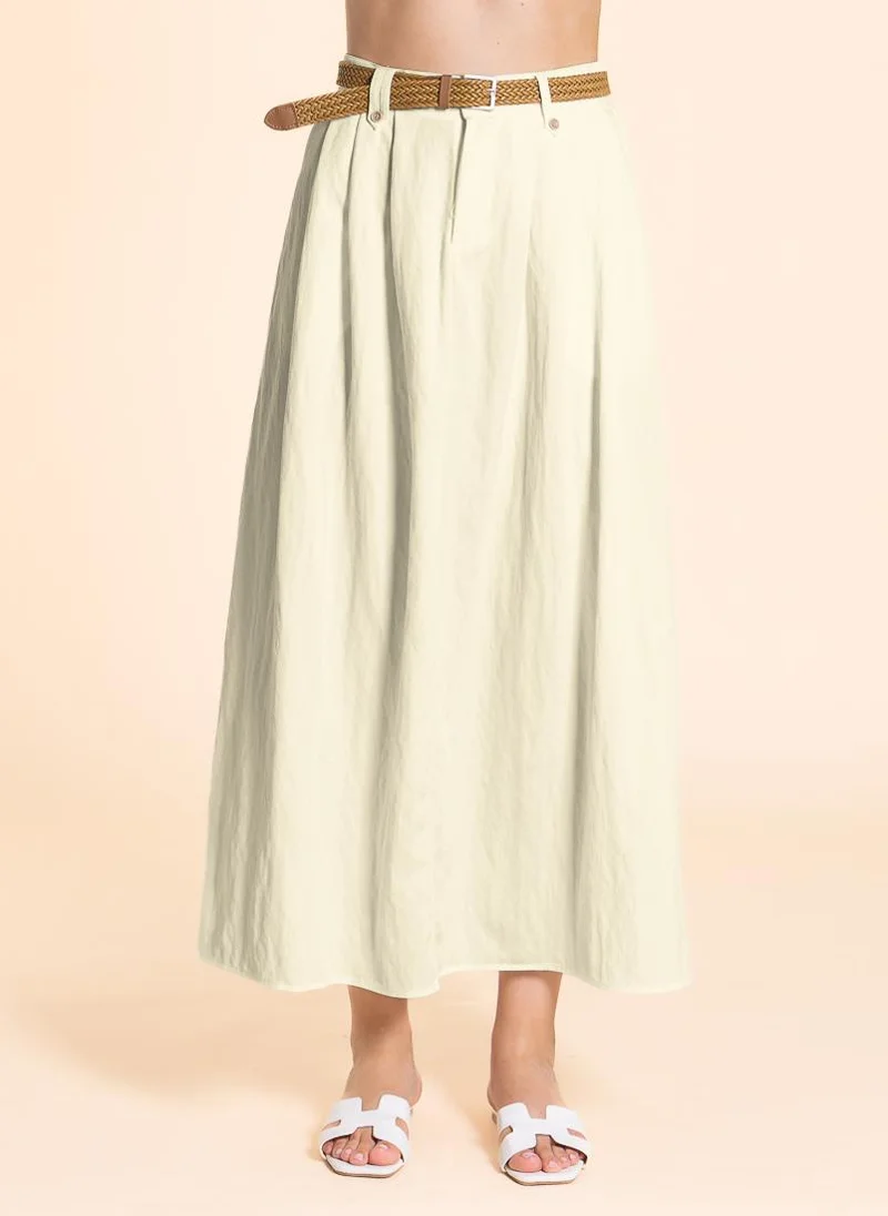 شايبس LINEN BLEND MAXI SKIRT WITH BELT