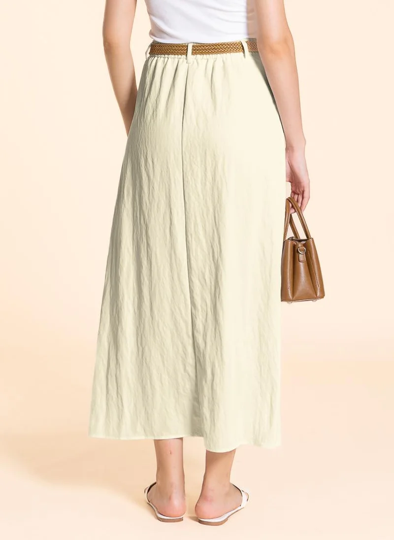 شايبس LINEN BLEND MAXI SKIRT WITH BELT