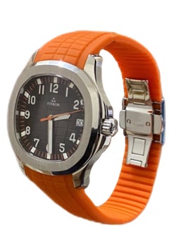 Fitron Men's Orange Rubber Wrist Watch with Stainless Steel Case and Black Dial with Date  - Image 2