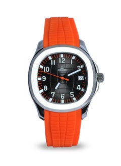 Fitron Men's Orange Rubber Wrist Watch with Stainless Steel Case and Black Dial with Date  - Image 1
