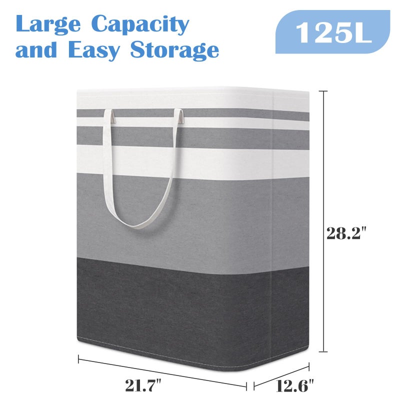 BlissTotes 3-Pack Laundry Basket, Freestandingï¼†Waterproof Laundry Hamper, Collapsible Tall Clothes Hamper with Easy Carry Handles for Clothes, Towels in the Family and Dorm,Gradient Grey,125L - Image 2