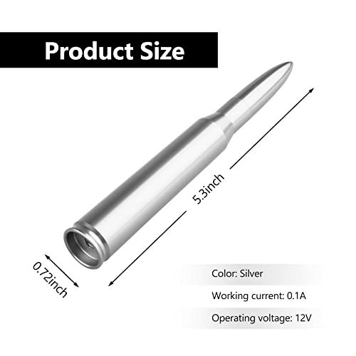 Ajxn 1 PC Car Truck Bullet Antenna, Radio Antenna Replacement, Fit for Chevy Silverado 1500 2500 3500 HD Avalanche GMC Sierra 1500 2500 3500 Denali Heavy Duty Pickup Trucks Accessories (Silver) - Image 2