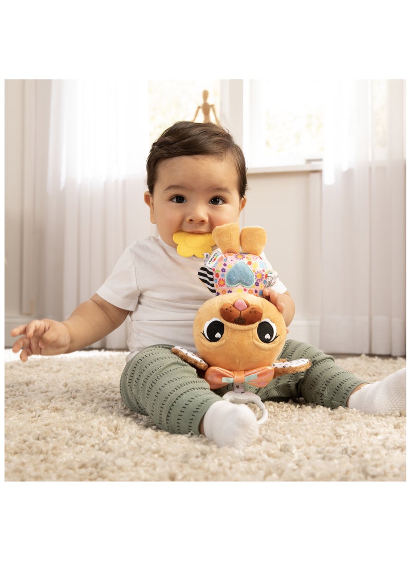 Lamaze Lovey the Pug Pram Toy: Engaging Clip-and-Go Sensory Toy for Babies, Multicolored Early Development Toy with Crinkle Ears and Chewy Teether, Ideal Baby Shower Gift for Ages 0-6 Months and Up - Image 3