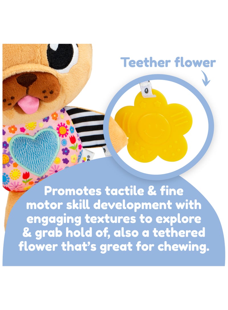 Lamaze Lovey the Pug Pram Toy: Engaging Clip-and-Go Sensory Toy for Babies, Multicolored Early Development Toy with Crinkle Ears and Chewy Teether, Ideal Baby Shower Gift for Ages 0-6 Months and Up - Image 5
