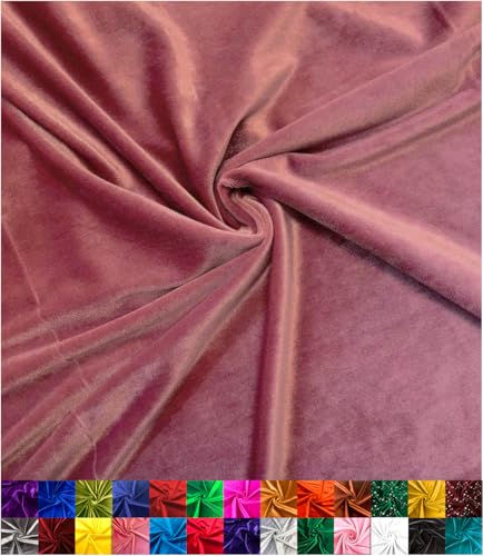 Barcelonetta Stretch Velvet Fabric Luxury Soft Velvet Fabric 60 Wide Roll 10 Spandex Sewing Apparel Upholstery DustyRose 1 Yard - Image 1