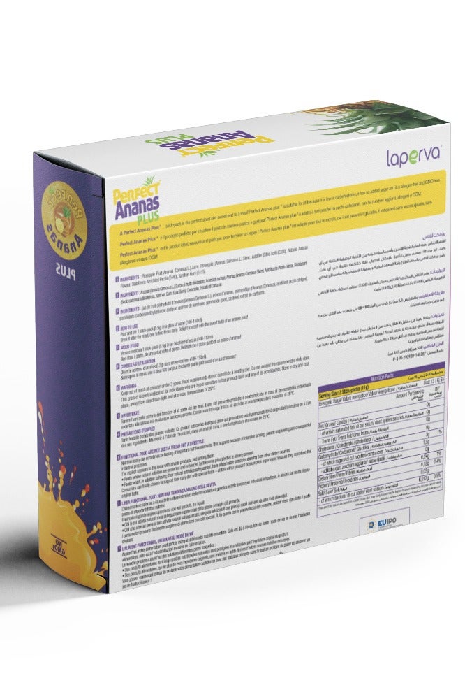 Laperva Perfect Ananas Plus, 60 Sachets – Pineapple Extract, Supports Digestion, Reduces Bloating & Fluid Balance, Low-Calorie, Gluten-Free - Image 3