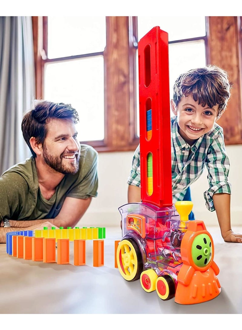 Zikra Domino Train, 80 Pcs Domino Blocks Set Plastic Kids Domino Construction 4 Color Children Creative Toy Game Educational Play for 3-12 Year Old Boys and Girls - Image 5