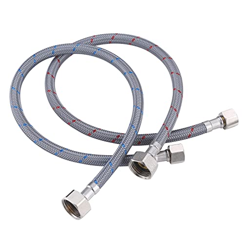 Arcora Water Supply Lines, ARCORA 48” Inch Sink Hose Attachment for Faucet Braided Nylon Faucet Supply Lines 3/8“ Comp to 1/2” Comp (1 Pair) - Image 1