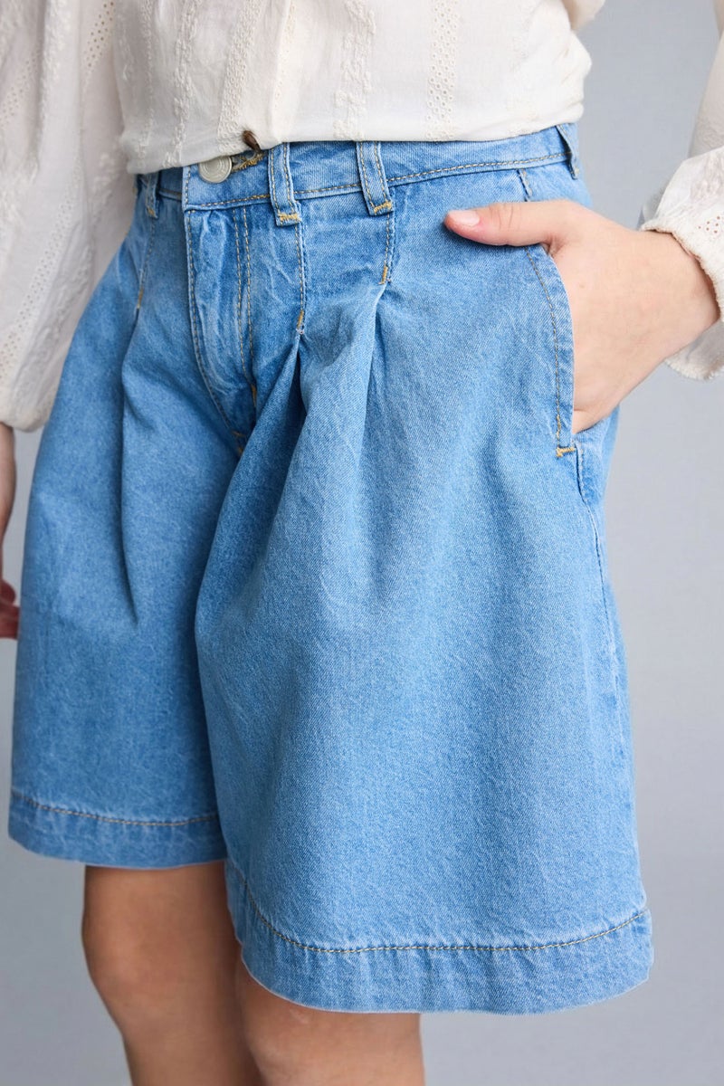 DeFacto Blue Girl Girl Denim Shorts Casual - Image 4