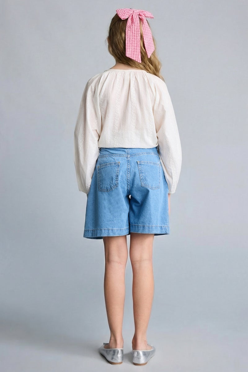 DeFacto Blue Girl Girl Denim Shorts Casual - Image 5
