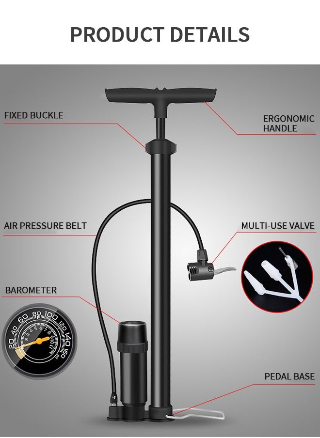 GROIC Bike Pump with Gauge - Portable Bicycle Tire Pump - 160 PSI Bike Air Pump，Multi-function Air Pump for Basketball/Football/Motorcycles/Car  - Image 2
