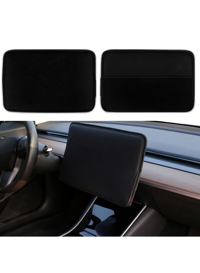 XTAUTO Screen Protector Cover Compatible with Tesla Model 3 Model Y Center Console Display Cover Folding Sun Shade Sleeve Screen Protection from Scratch, Dust, Heat Tesla Interior Accessories (Black) - Image 1