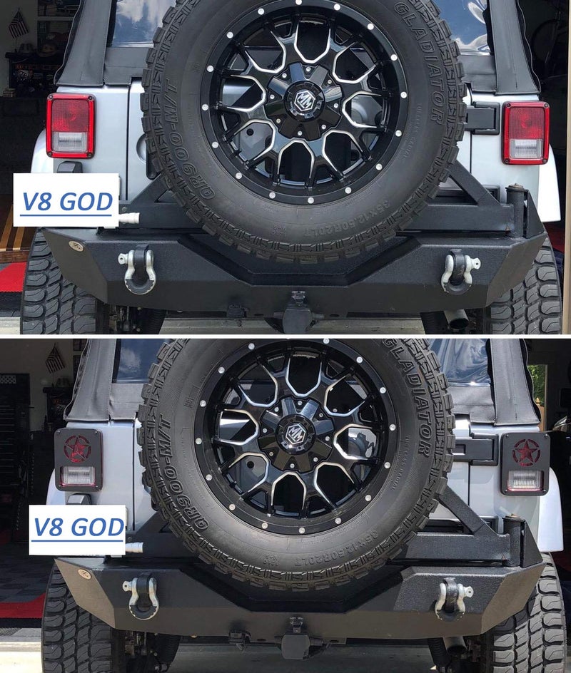 V8 GOD JK Star Tail Light Cover Tail Lamp Guard Cage Protector for Jeep JK Wrangler & Unlimited 2007-2018 - Pair - Image 3