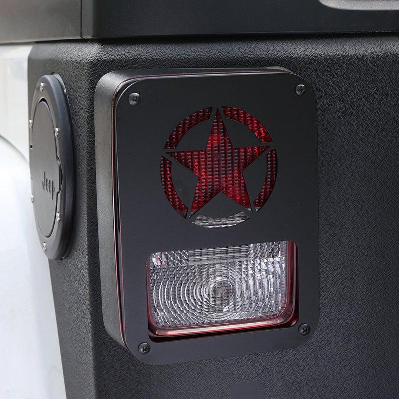 V8 GOD JK Star Tail Light Cover Tail Lamp Guard Cage Protector for Jeep JK Wrangler & Unlimited 2007-2018 - Pair - Image 2