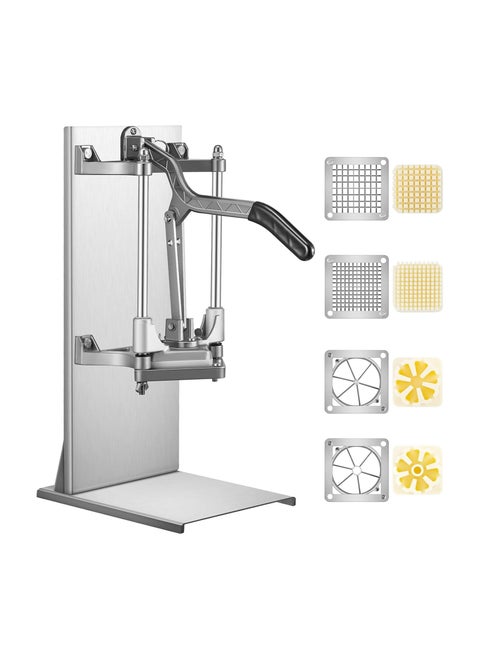 LETWOO Commercial French Fry Cutter with 4 Replacement Blades 1/4 and 3/8 Blade Easy Dicer Chopper 6wedge Slicer and 6wedge Apple Corer Lemon Potato Cutter for French Fries with Extended Handle