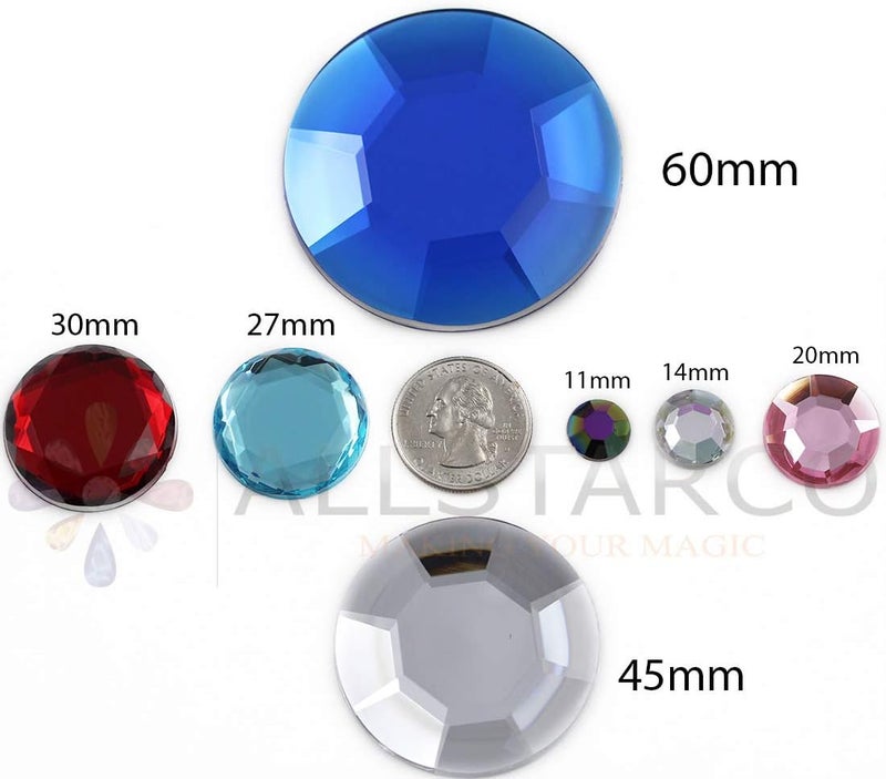 Allstarco 60mm Blue Sapphire H104 Large Self Adhesive Round Acrylic Cosplay Gem Flat Back Plastic Stick On Rhinestone for Cosplay Costumes Scrapbooking Prop Craft Embelishment Steven Universe Decor Jewel 1PC - Image 3