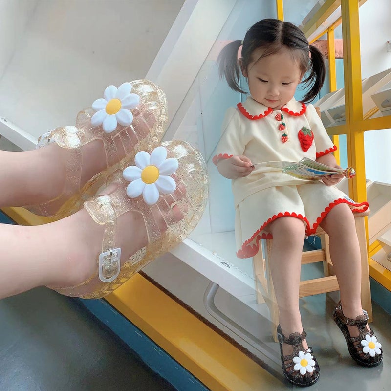 Summer New Small and Medium-sized Children's Jelly Hole Shoes Sunflower Princess Non-slip Beach Shoes Korean-style Sandals Little Red Book - Image 2