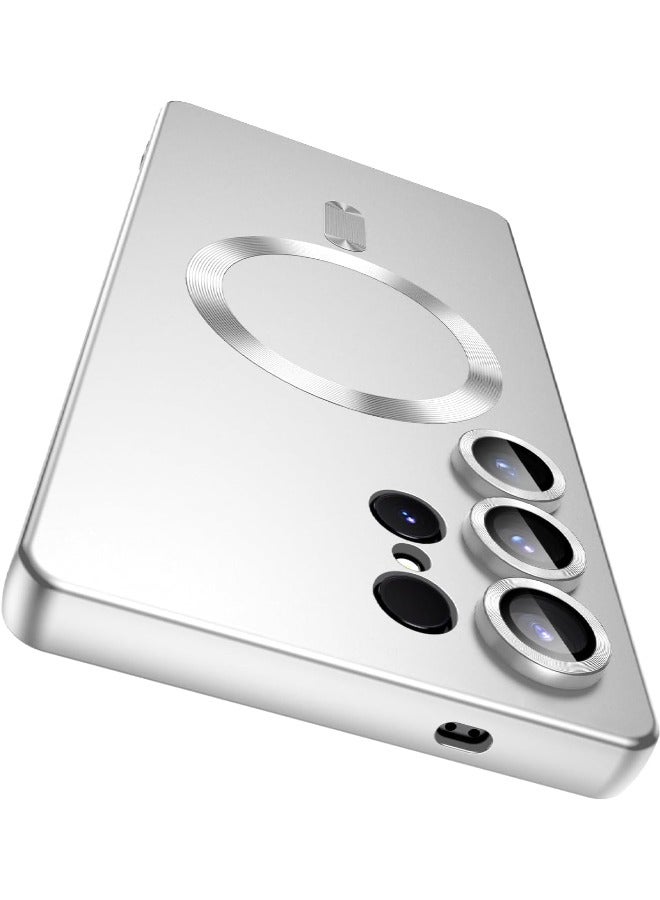 Samsung Galaxy S25 Ultra Case, [MagSafe Compatible][Built-in Camera Lens Protector][Light Slim] Soft Silicone Bumper Shockproof Matte Case Cover for Samsung S25 Ultra 5G 6.9 inch, Silver  - Image 1