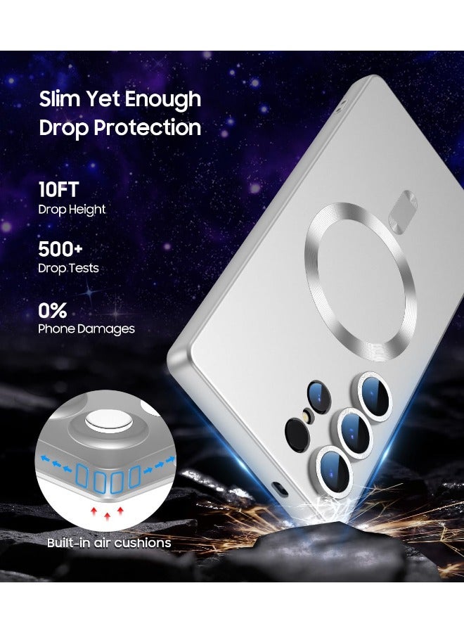 Samsung Galaxy S25 Ultra Case, [MagSafe Compatible][Built-in Camera Lens Protector][Light Slim] Soft Silicone Bumper Shockproof Matte Case Cover for Samsung S25 Ultra 5G 6.9 inch, Silver  - Image 5