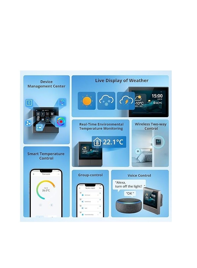 SONOFF Sonoff NSPanel-EU Wi-Fi 2 Gang Smart Scene Wall Switch, HMI Panel, Smart Temperature Control, 86 Type, Works with Alexa, Alice&Google Home, Black  - Image 3