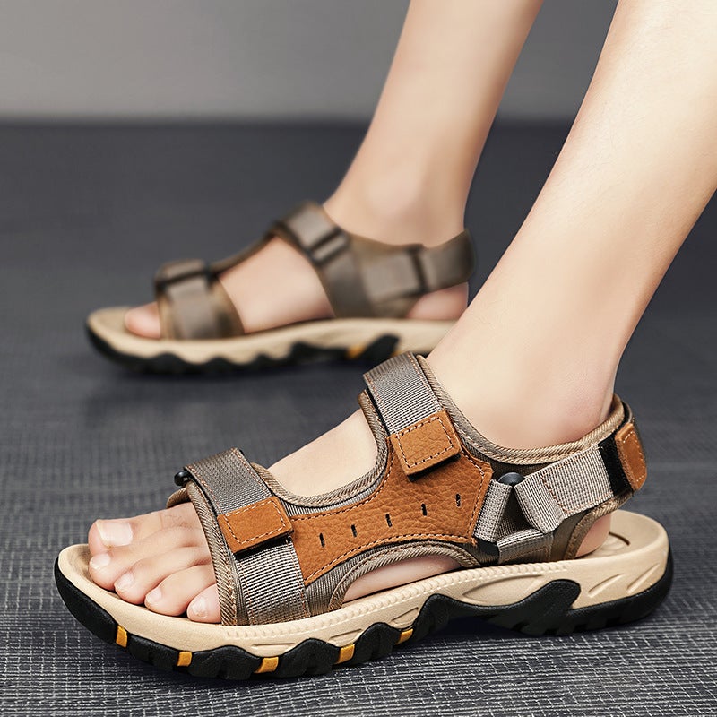 New Summer Special 47 Large Size Men'S Sandals Velcro Cowhide Breathable Casual Wading Beach Shoes Outdoor Shoes - Image 2