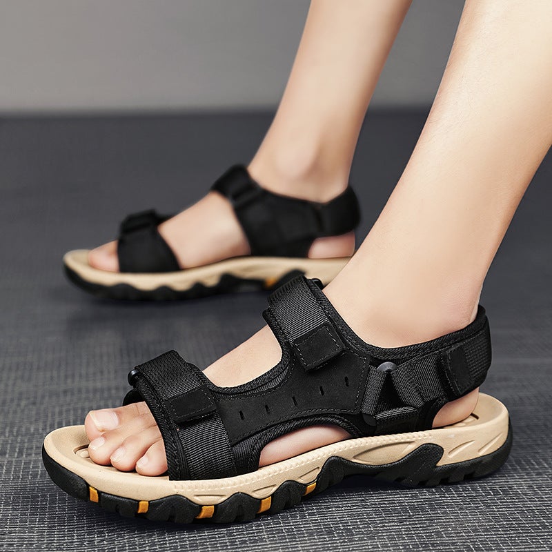 New Summer Special 47 Large Size Men'S Sandals Velcro Cowhide Breathable Casual Wading Beach Shoes Outdoor Shoes - Image 1