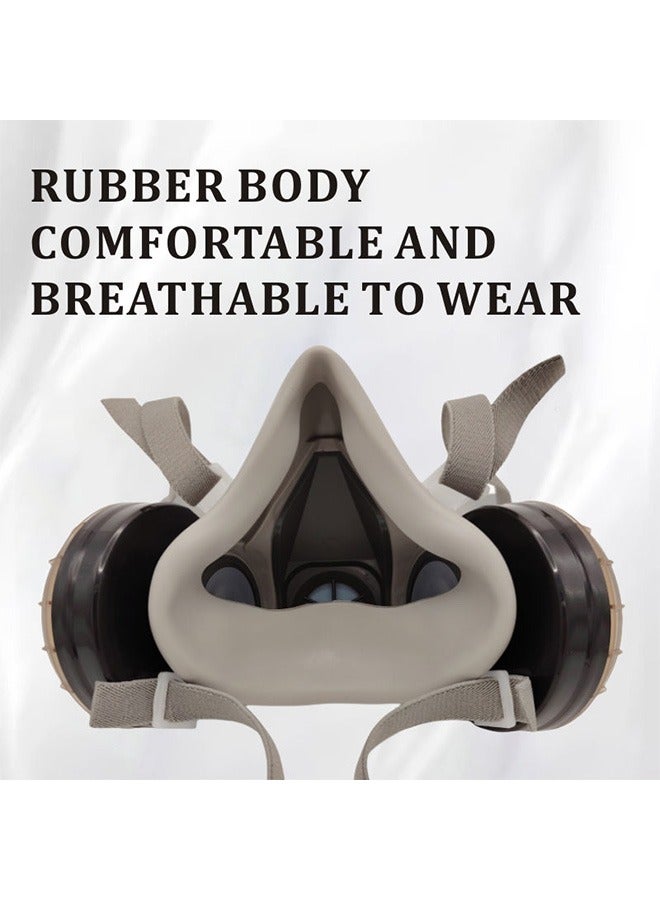 HaHaHai Reusable Respirator Half Facepiece Gas Mask ,Gas Mask With Filter,Safety Dust Face Cover,Breathing Protection Respirators with Safety Goggles for Painting Organic Vapor Welding Polishing Woodworking and Other Work Protection - Image 4