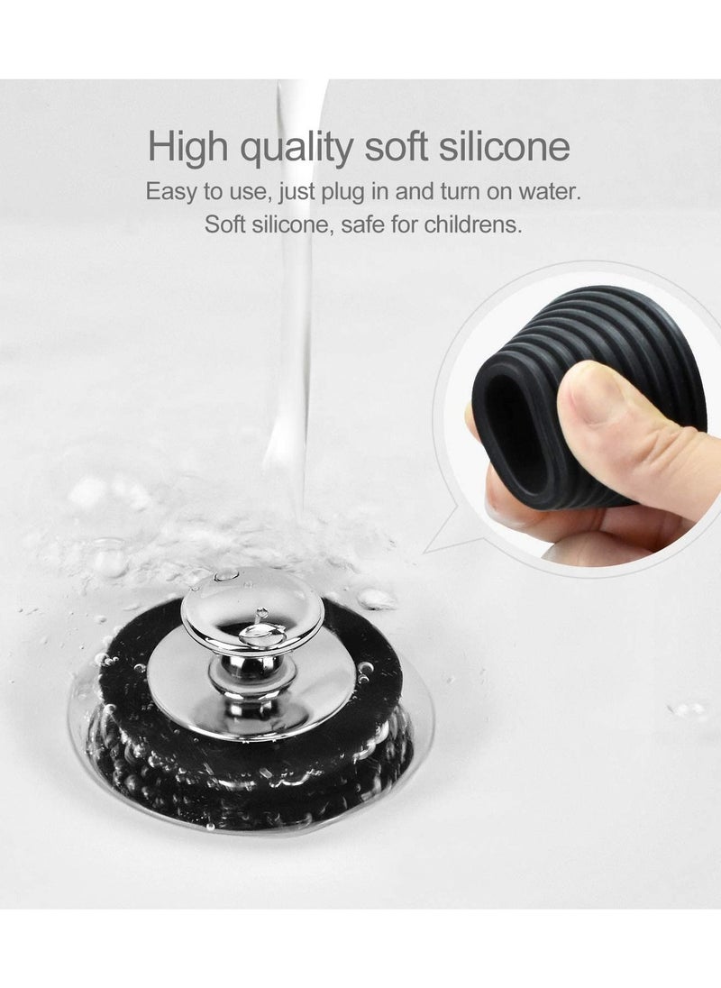 Y&D Bath Plug Stopper for Bathtub and Bathroom Sink Drains, Suitable 1-1.8in drain Hole, Black Gray （2 Pack）  - Image 5