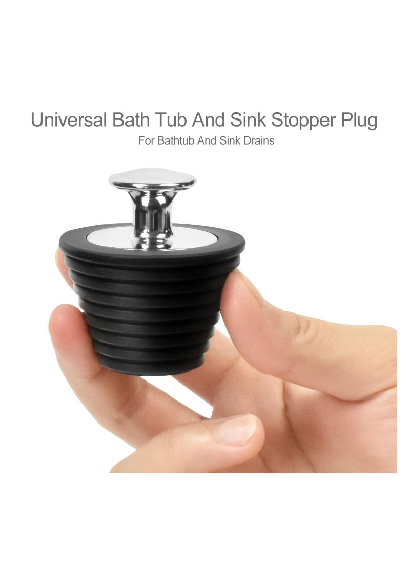 Y&D Bath Plug Stopper for Bathtub and Bathroom Sink Drains, Suitable 1-1.8in drain Hole, Black Gray （2 Pack）  - Image 3
