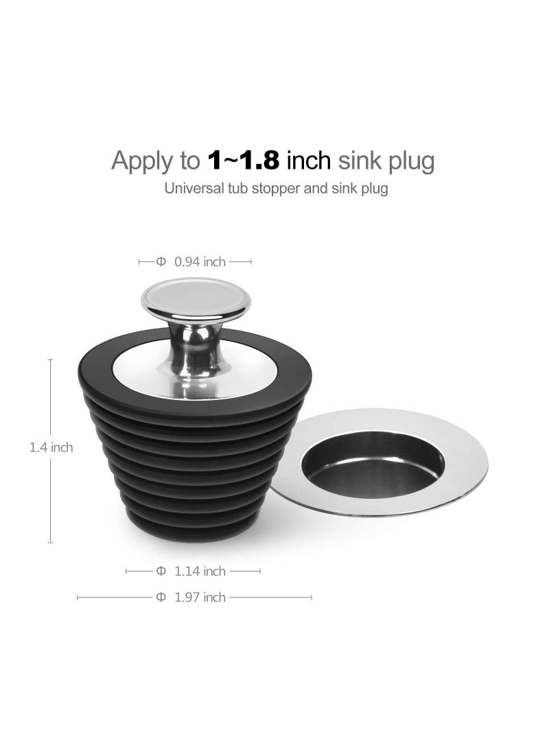 Y&D Bath Plug Stopper for Bathtub and Bathroom Sink Drains, Suitable 1-1.8in drain Hole, Black Gray （2 Pack）  - Image 4