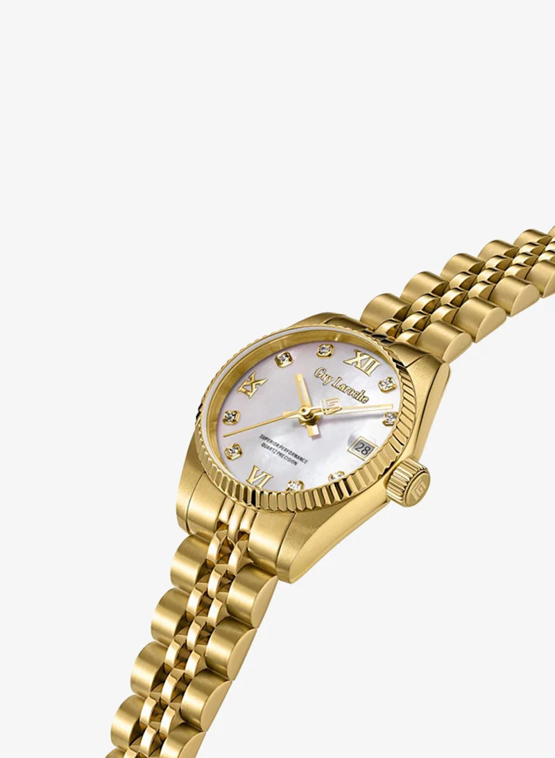 Guy Laroche White Mother-of-pearl Rose Stainless Steel Bracelet Analog Watch for Women, 26.5mm for Women | Best Price UAE