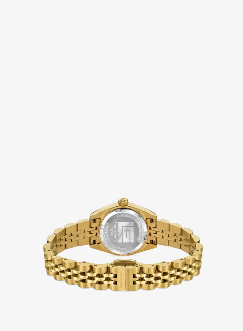 Guy Laroche White Mother-of-pearl Rose Stainless Steel Bracelet Analog Watch for Women, 26.5mm for Women | Best Price UAE