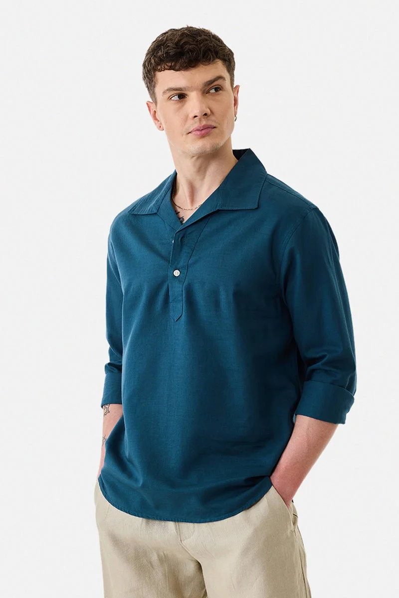 SNITCH Linen Blend Popover Shirt