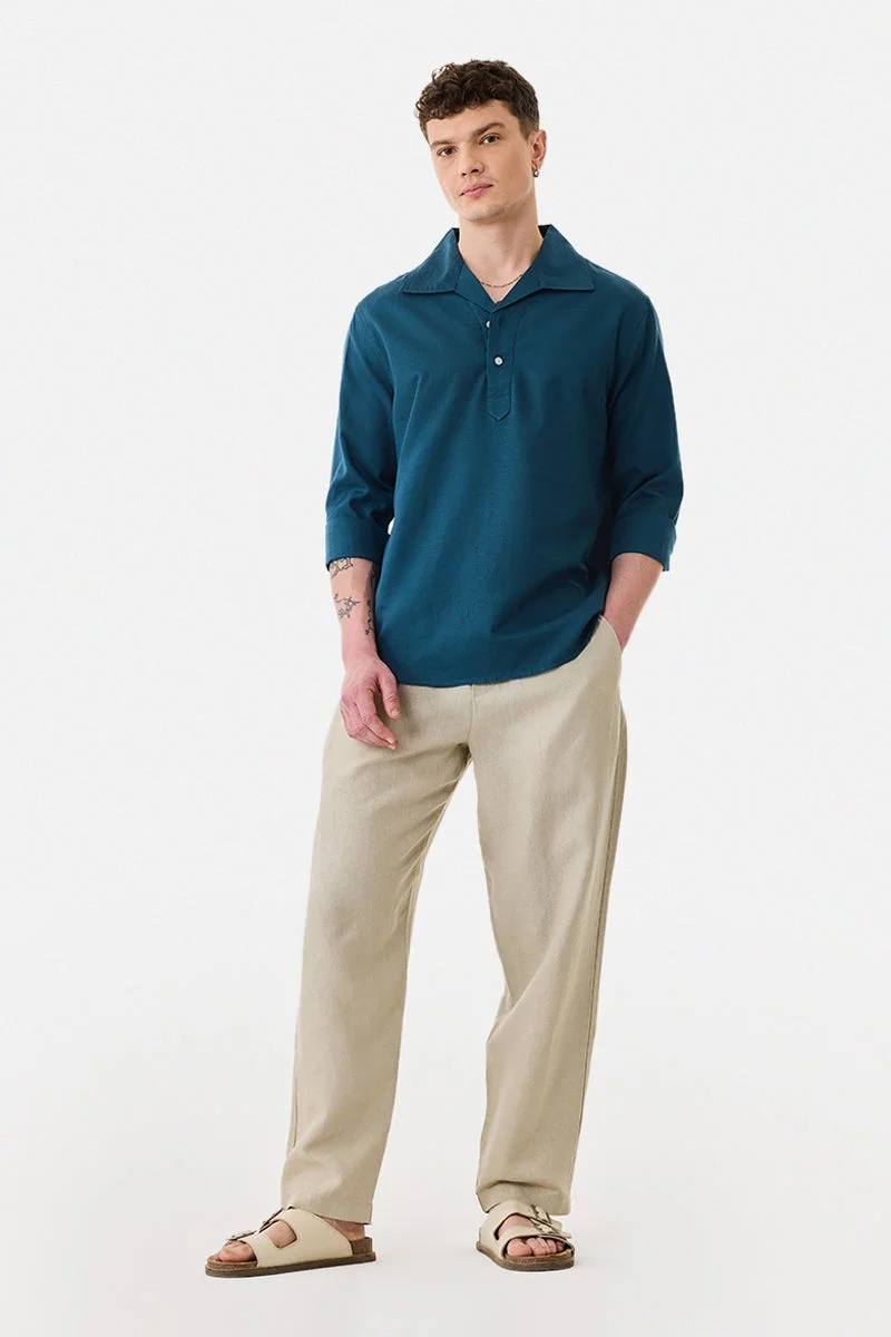 SNITCH Linen Blend Popover Shirt