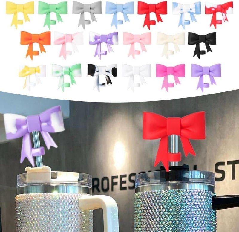 GANPUB Rose Bow Cover for Stanley 40&30 Oz Cup  10mm Silicone Straw Covers Cap  Accessories  Stopper for Reusable Straws Tip Lids  Cute Topper for Tumblers  - Image 2