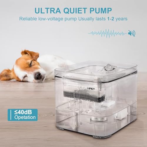 NPET Cat Water Fountain | Ultra Quiet 3L Automatic Pet Drinking Fountain Dog Water Dispenser with Quadruple-Action Filter without Adapter for Cats & Dogs (WF020TP) - Image 4