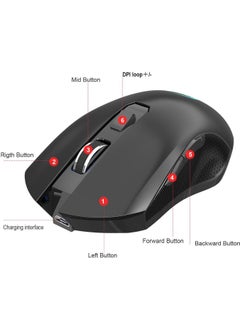 Valkyrie 6-Button Rechargeable Silent 2400DPI Wireless Mouse  - Image 5