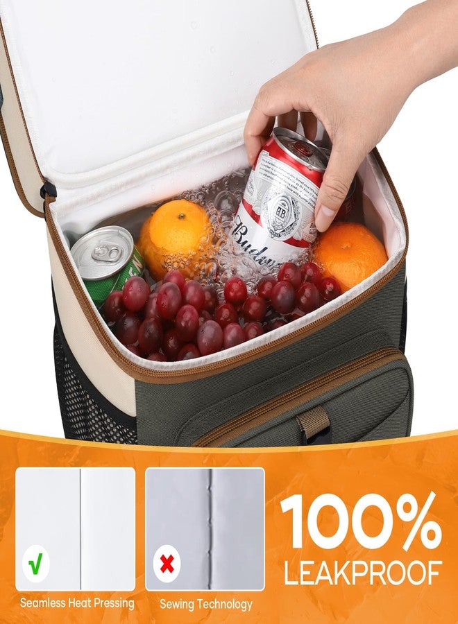 Maelstrom Insulated Lunch Bag Women,20L Lunch Box for Men,Leakproof Double Deck Cooler Bag with Quick Access Flip-Top Lid,Gray-beige - Image 4